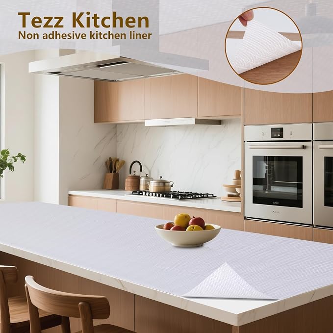 Shelf Liner, 11.8 Inches x 40 FEET Non-Slip Kitchen Cabinet Liner, Washable Oil-Proof Non-Adhesive Contact Paper for Drawer, Cabinet, Shelves, Cupboard, Refrigerator, Storage, Desks, Countertop - Image 4