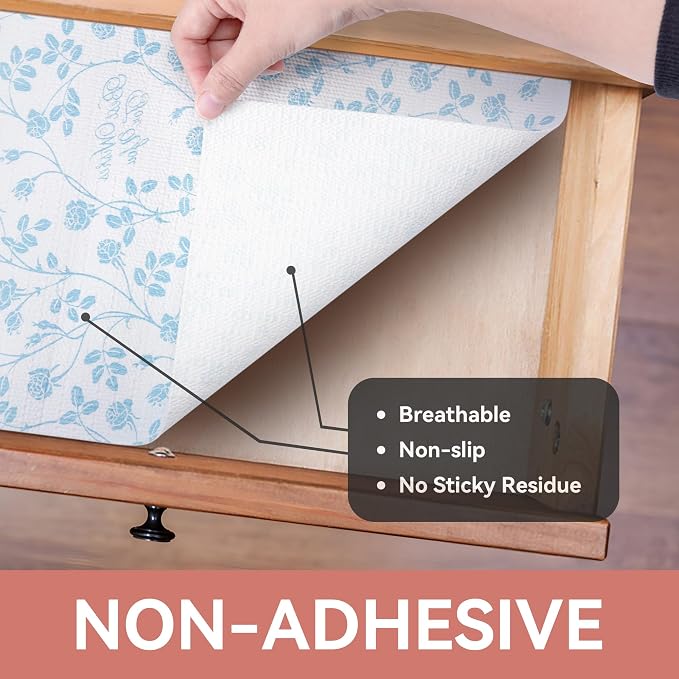 Shelf Liner 12 Inch x 10 Feet Non Adhesive Non Slip Wisteria Blue Non Slip - Image 8