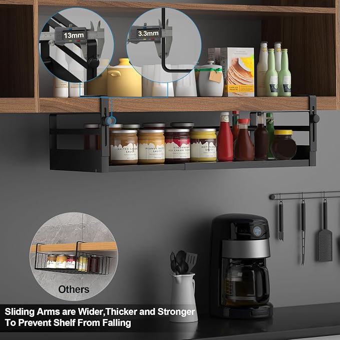 AmonHouseware 2Pack Expandable Under Shelf Storage Basket Organizer,Black - Image 5