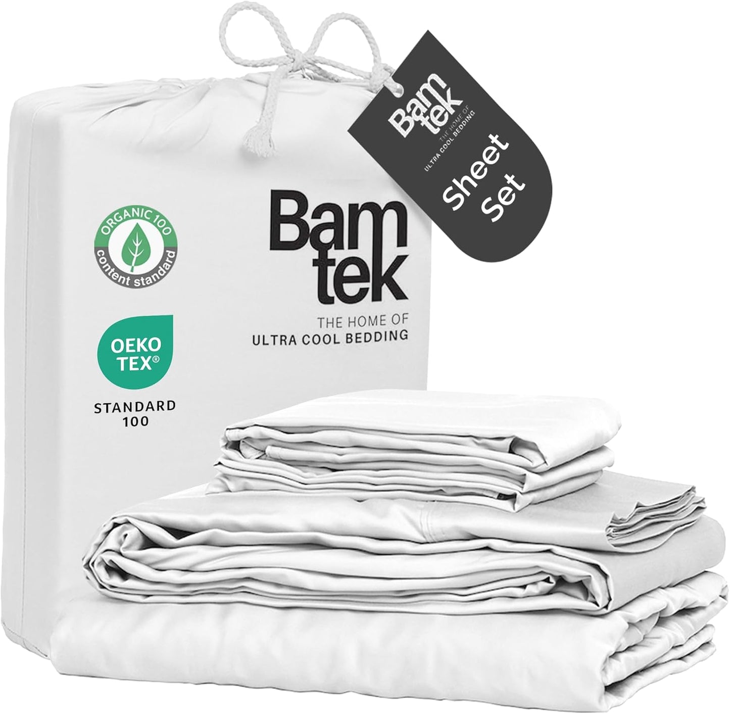 100% Viscose from Bamboo Sheets King Size, Super Soft Bedding Set, 4PC Cooling Sheets for Hot Sleepers, Vegan Silk Moisture Wicking, Organically Grown Bedsheet, White - 76" x 80"