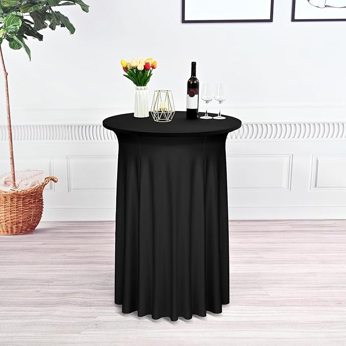 4 Pack Cocktail Stretch Table Skirt, Black, 32 x 43 inch - Image 2