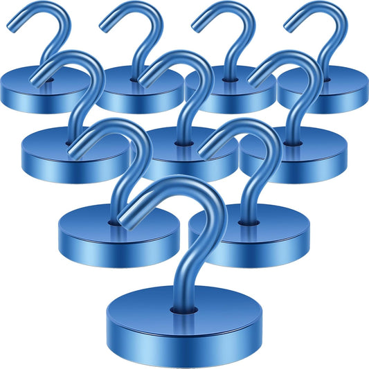 Neosmuk Magnetic Hooks, Cruise Ship Essentials, 120lb+ Heavy Duty Magnetic Hooks for Cruise Cabins, Refrigerator, Grill, Hanging, and Travel | Extra Strong Must-Haves Magnet Hook,Navyblue, Pack of 10