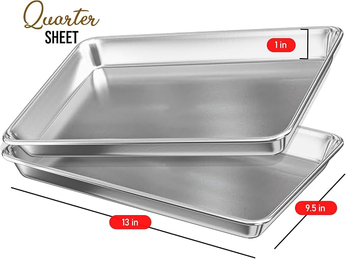 Eatex Aluminum Baking Sheet Set - 6 Pack Quarter Sheet Pans - Image 2