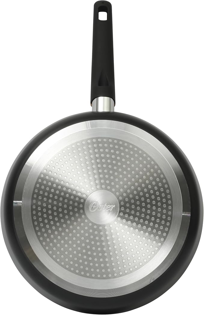 Oster Platinum Oxburg 10 Inch Frying Pan Forged Aluminum PFA Free Non-toxic Premium Ceramic Non Stick Interior Skillet, Kitchen Egg Pan, Omelet Pan - Black w/Wood Handles - Image 6