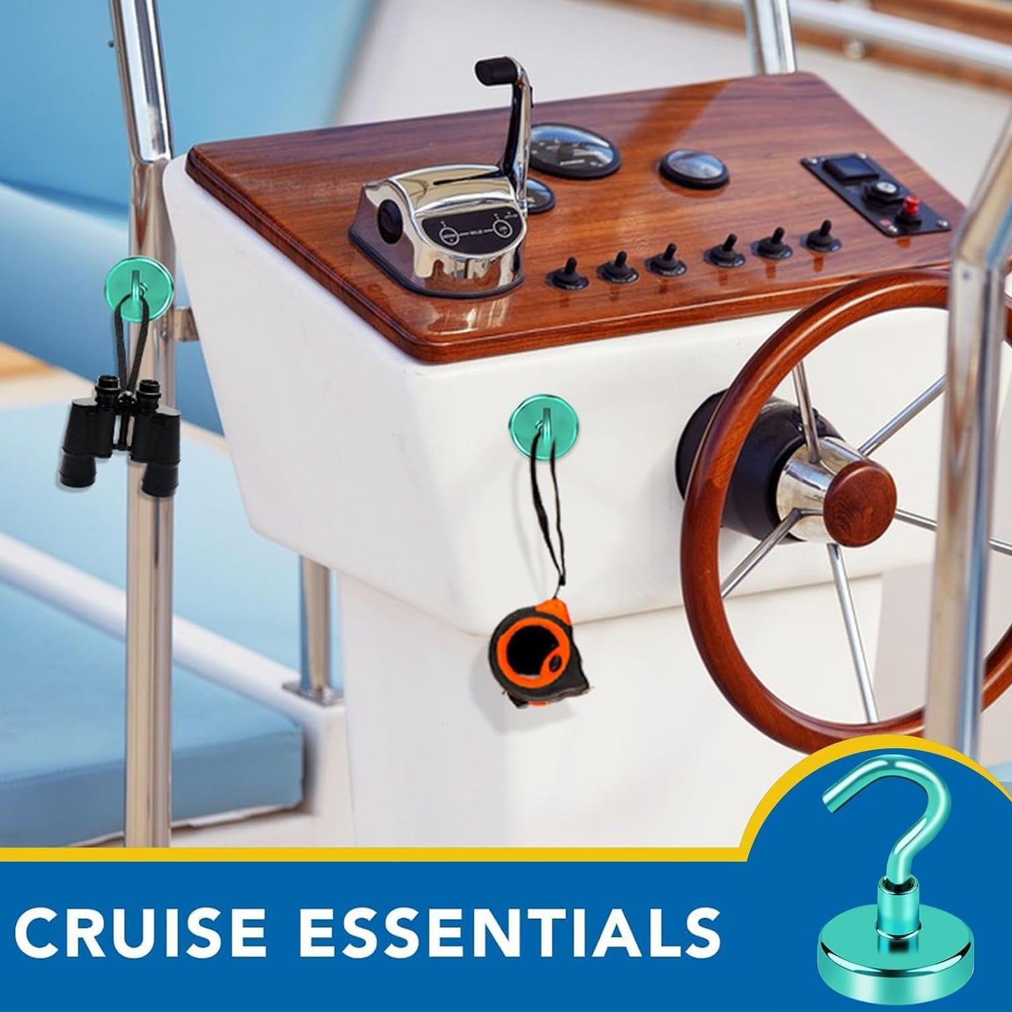 LOVIMAG Cruise Magnetic Hooks, 80Lb Magnet Hooks for Cruise Cabin, Green Magnetic Hooks for Hanging, Refrigerator, Ceiling, Strong Neodymium Magnets with Hooks for Kitchen, Locker, Key Holder-4 Pcs