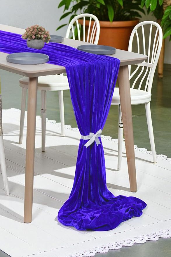 MDS® Pack of 12 | Royal Blue | Velvet Table Runner 20 x 120 Inches 10ft Long Luxurious Soft Romantic Wedding Runners for Party Reception Bridal Shower Birthday Banquets Dinner Table Decoration - Image 4