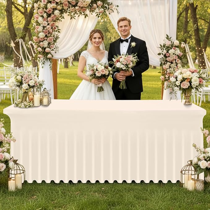 Moosfor 2 Pack Spandex Fitted Rectangle Tablecloth, Elastic Table Skirt - Image 2