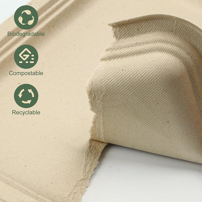 30 Pack Compostable Paper Plates, 14 Inch Heavy-Duty Bagasse Trays | Microwave & Freezer Safe, Biodegradable, Water & Oil-Resistant, Disposable Paper Plates for Birthday Weddings Parties BBQ - Image 4