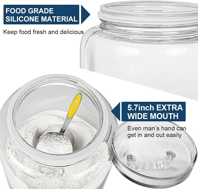3 Gallon Glass Jar with Airtight Lid, Wide Mouth Large Glass Container | 5.7" Wide Mouth, Glass Canister, Easy-Grip Lid, Heavy Duty Glass, Cookie Jar, Pantry Storage for Flour, Sugar, Dog Treats - Image 5