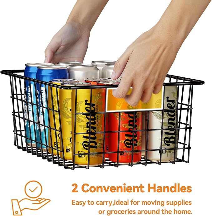 6 Pack Metal Wire Baskets, 15.4" x 11.8" Large Storage Basket for Organizing, Suitable for Kitchen Cabinet Pantry, Black - Image 5