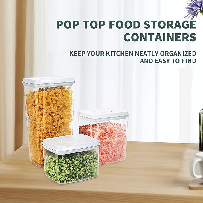 Airtight Food Storage Containers, 3.5/2.1/1.3 Qt, 3-Piece Set | Clear Stackable Canisters with One-Touch Lids for Flour, Cereal, Oats, Sugar, Snacks and Pantry Staples in Small Kitchens - Image 2