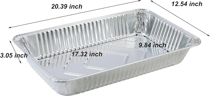 Waytiffer Aluminum Deep Foil Pans Full Size, Large Disposable Roasting & Baking Pan, 21"x13" (10 Pack) Extra Heavy Duty Chafing Trays for Hotels, Restaurants, Heating, Buffets & Bakeware - Image 2
