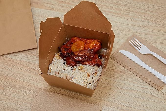 Take Out Food Containers 45 oz Kraft Brown Paper Take Out Boxes Microwaveable Leak Grease Resistant Containers - To Go Containers Restaurant, Catering, Food Truck - Recyclable Lunch Box #8 (50) - Image 7
