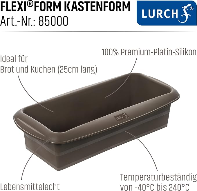 Lurch FlexiForm 585000 Loaf Tin Set of 2/2 Bread Baking Moulds 100% BPA-Free Platinum Silicone 25 x 9 cm Brown - Image 6