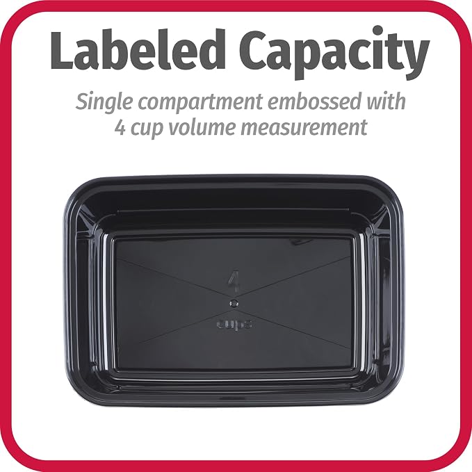 GoodCook Everyday Meal Prep 1‑Compartment Set with 50 Containers + 10 condiment cups with lids, made without BPA, Black - Image 4