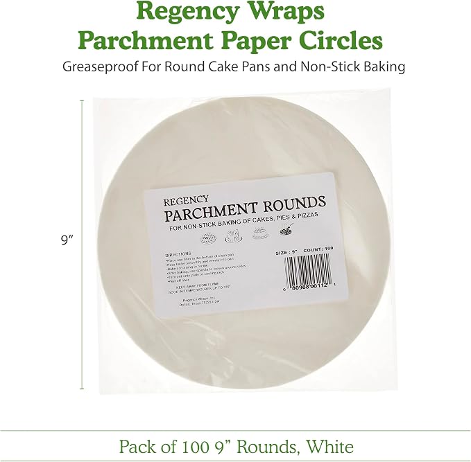 Regency Parchment Paper Circles for Round Cake Pans, 9", 100 Pack | For Round Cake Pans, Greaseproof Liners, Non Stick Baking, Pre Cut Rounds For Air Fryer, Pizza Stone & Microwave Cooking - Image 6