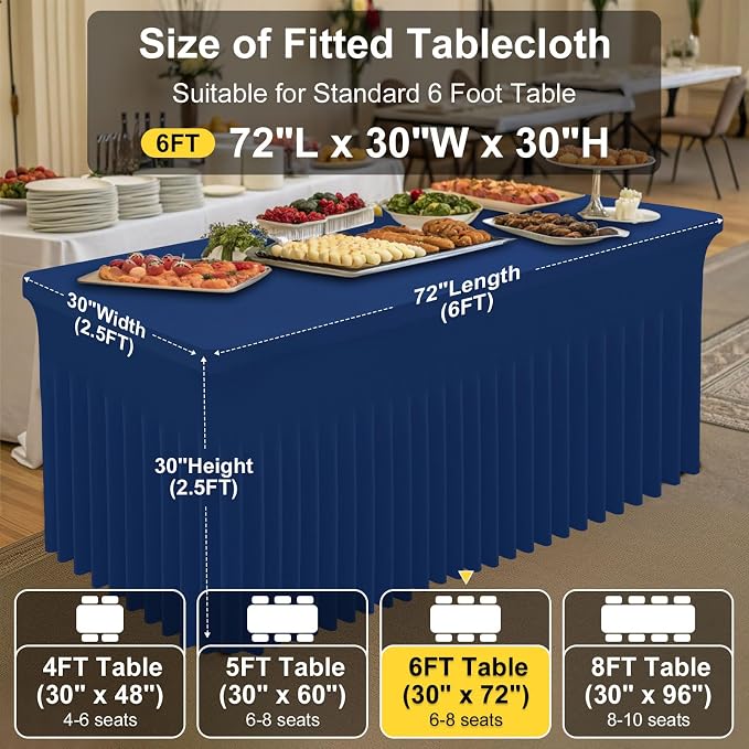 Smiry Spandex Elastic Fitted Table Cloth Skirt for 6FT Rectangle Table - Image 4