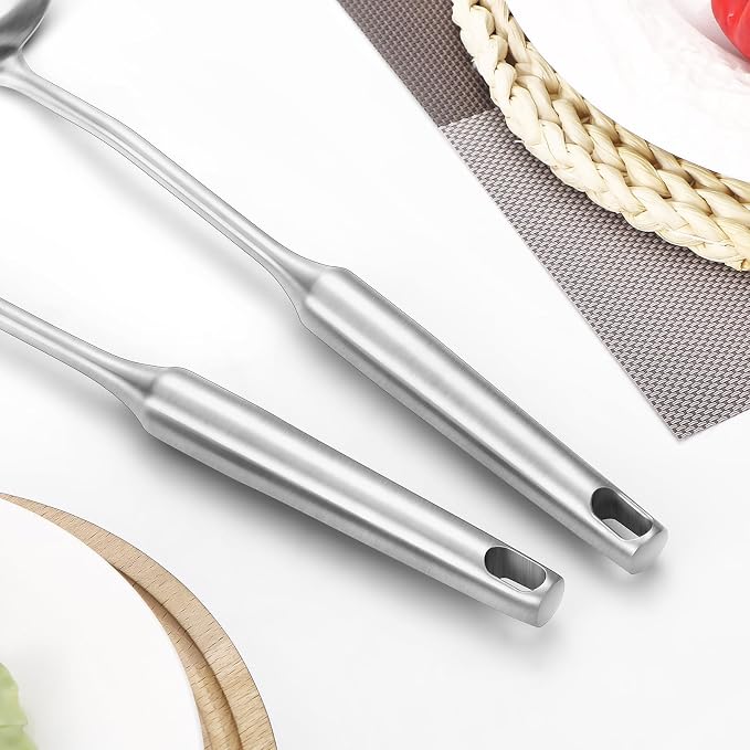 304 Stainless Steel Cooking Utensil,Kitchen Kitchen Utensil with Spatula, Solid Spoon, Ladle, Skimmer, Spaghetti Spoon, 6 Piece Set, Dishwasher Safe - Image 5