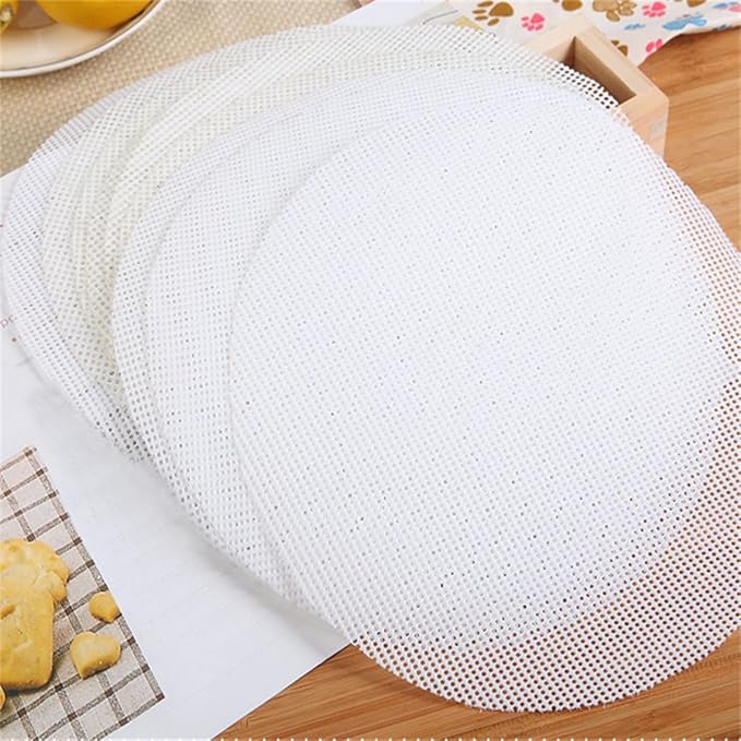ECYC Ltd 19.7" Non Stick Silicone Steamer Liners White Reusable Round Silicone Steamer Liners Mesh Mat Pad Dim Sum Steamer Basket Liners Bamboo Steamer Liners for Home Kitchen Restaurant Cooking - Image 3