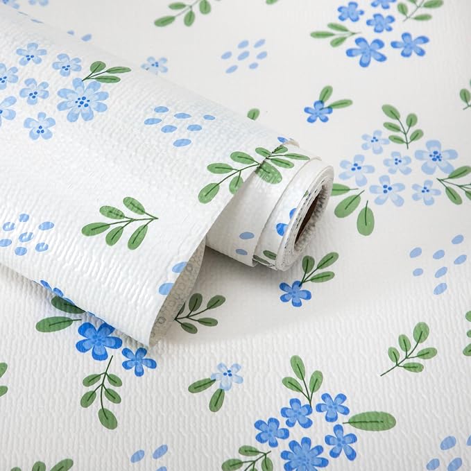 RAY STAR 20 Inch x 6 Ft Shelf Liner for Kitchen Cabinets, Non-Adhesive Cabinet Liner Washable, Drawer Liner for Dresser Non-Slip Bathroom [Blue Wildflower Sky] by RAYSTAR