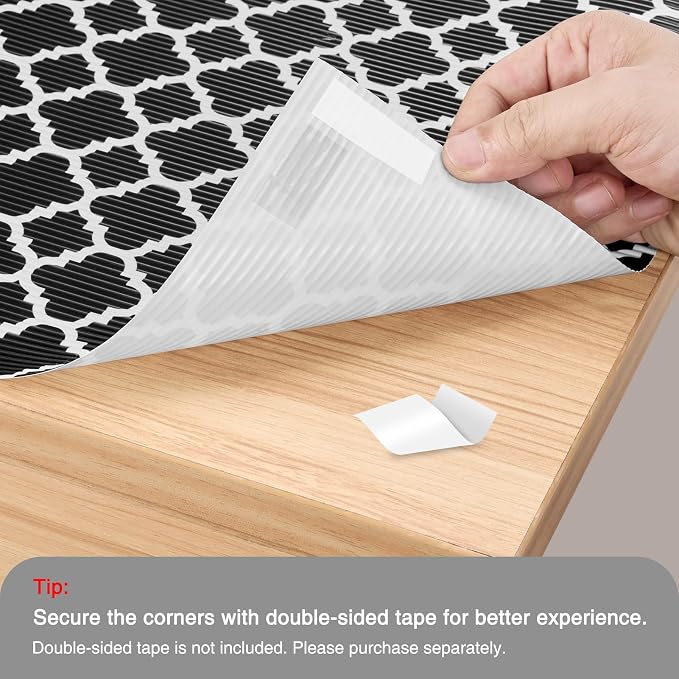 Glotoch Shelf Liner, 17.5" W x 360" L, Black and White Quatrefoil - Image 5