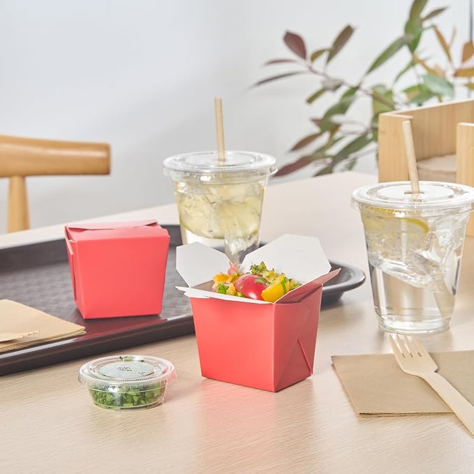 Restaurantware Chinese Take Out Boxes 200 Pack of 8 oz Grease-resistant Party Take Out Food Containers Disposable Stackable Asian Square Red Paper To Go Boxes For Restaurants - Image 8