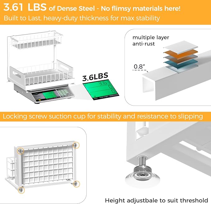Saydear L-Shaped Under Sink Organizer, 2-Tier Pull-out Cabinet Rack 1-Pack - Image 5