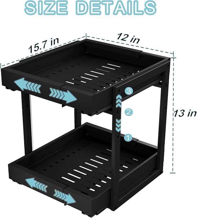 Golener 2-Tier Expandable Pull Out Cabinet Organizer, Cabinet Drawers, 16"D - Image 4