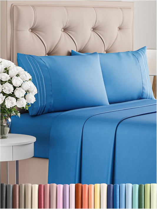 King Size 4 Piece Sheet Set - Comfy Breathable & Cooling Bed Sheets Set - Hotel Luxury Bedding for Women, Men, Kids, Teens, Boys & Girls - Deep Pockets, Soft and Wrinkle Free - Oeko-Tex - Royal Blue