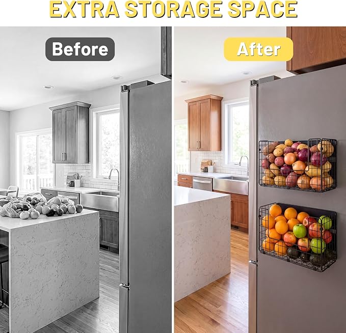 Ofiray-home Magnetic Shelf for Fridge, Large Basket for Aluminum Foil | 50 lbs strong magnet, no-drill, large capacity, ventilated for produce, fits cabinet, wrap boxes, snacks, coffee pods. - Image 5