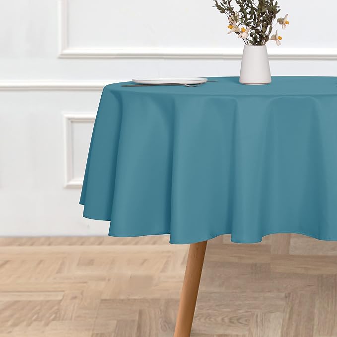 sancua Round Tablecloth 70 Inch Fits 20-58 Inch Tables, Teal - Image 2