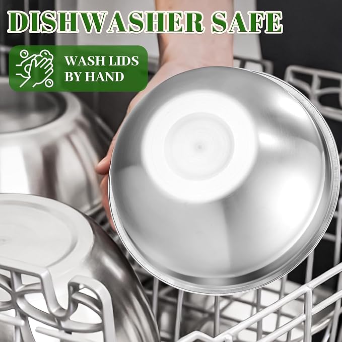 8PCS Mixing Bowls with Lids Set - 5 Nesting Mixing Bowls, 3 Grater Attachments, Lids, Stainless Steel Mixing Bowls for Mixing & Serving, Size 1.5/2.1/3.5/4/4.5 QT, Colorful - Image 6
