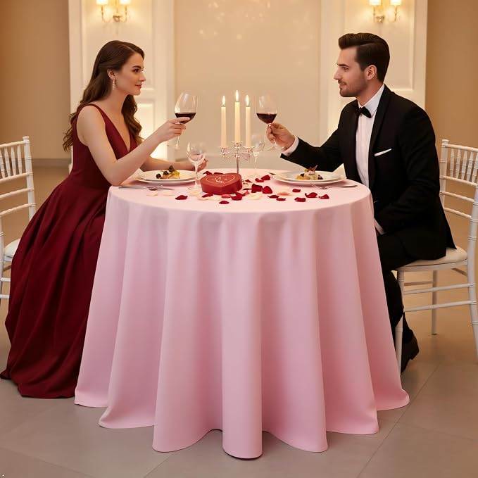 8 Packs 90 Inch Pink Round Tablecloth - Image 3