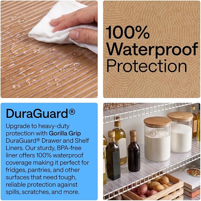 GORILLA GRIP Shelf Liner, Non-Adhesive Cabinet Liners, 20" x20' Clear - Image 3