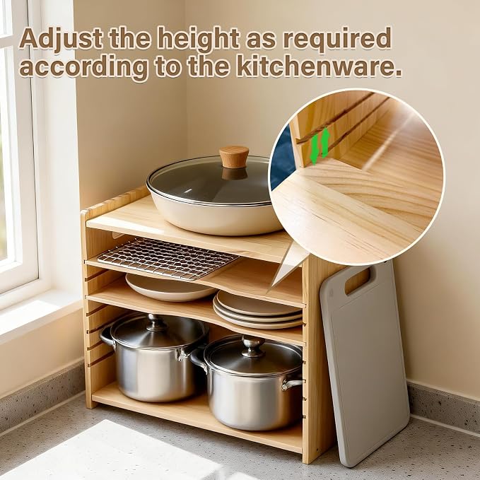 6 Tier Wooden Tray Dividers for Cabinets, Cookie Sheet Organizer 15.7" W x 16.5" H x 12.6" D Baking Sheets, Pans and Cutting Boards Organizer for Kitchen Cabinets or Countertop - Image 6