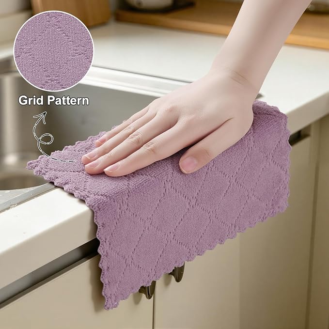 Homaxy Super Soft 12 Pack Coral Velvet Microfiber Dish Cloths, 7" x 9" - Image 4