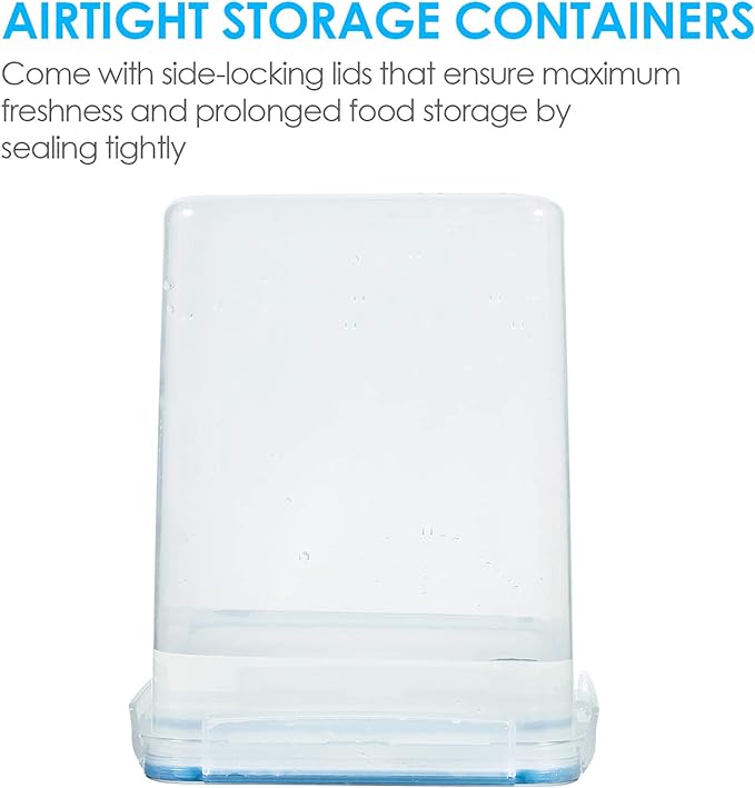 Vtopmart Large Food Storage Containers 5.2L / 175oz, 4 Pieces BPA Free Plastic Airtight Canisters for Flour, Sugar, Baking Supplies, Rice with Lids, 4 Measuring Cups and 24 Labels, Blue (Pack of 2) - Image 5