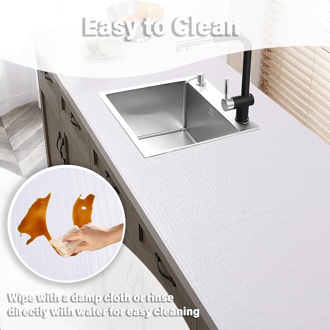 Drawer and Shelf Liners for Kitchen Cabinet,Non Slip Cabinet Liners for Shelves,Non-Adhesive Strong Grip Mats Protect Dresser Cupboard,Shelf Paper Easy to Clean-17.5IN x 30FT White - Image 6