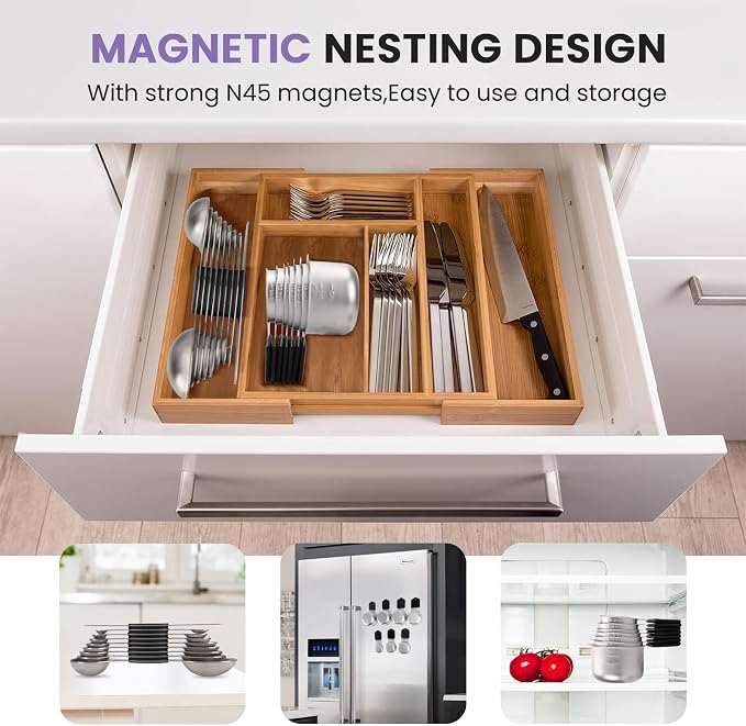 Magnetic Measuring Cups and Spoons Set-Heavy Duty 304 Stainless Steel | Double Measurement Markings,BPA-Free,Set of 16 with Leveler for Measuring Dry and Liquid Ingredients(Black) - Image 5