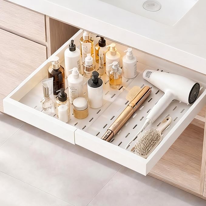 VEVOR Pull Out Cabinet Organizer, 4 Pack Expandable Width (12.2"-18.9"), 20.47" Deep Pull Out Drawers for Cabinets, Sliding Drawer for Kitchen Pantry Cabinet Organizer with Nano Adhesive Strips, White - Image 8