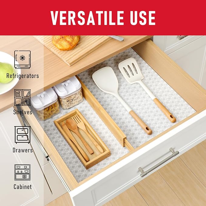 Cooyes Refrigerator Liners 17.7" x 24", Absorbent Strong Grip Fridge Mats Machine Washable, Non-Adhesive Refrigerator Shelf Liner for Fridge Bins & Kitchen Cabinets, - Image 4