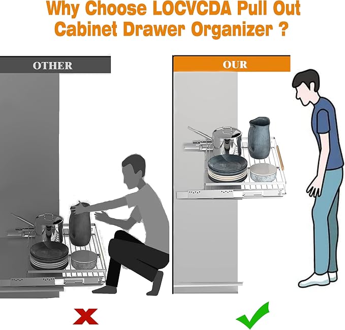 Pull Out Cabinet Organizer, 23~39.8" W x 22.5" D, 2 Pack - Image 4