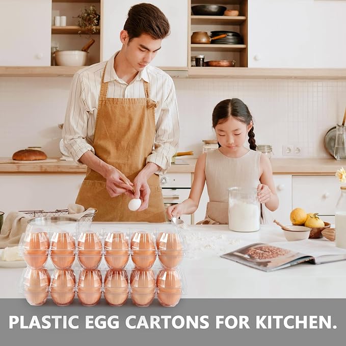 120PCS Egg Cartons Cheap Bulk, Clear Egg Cartons for Chicken Eggs | Reusable Chicken Egg Container Bulk Egg Holders with Labels for Refrigerator, Storage, Family, Chicken Farm, Market - Image 3