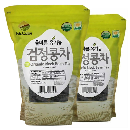 McCabe Organic Black Bean Tea - Roasted Black Beans Tea | USDA and CCOF Certified | Roasted and Packed in USA | 1.75 lbs (28 Oz) Pack of 2