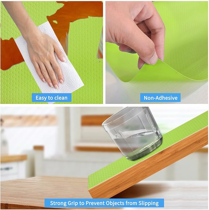 Bloss Shelf Liners, Non Adhesive EVA Drawer Mat Liners Roll for Bathroom, Kitchen, Desks, Deco Shelves 17.7x59 inch-Green - Image 5