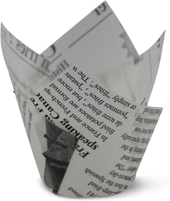 SimpleGood White Newspaper Medium Size Tulip Baking Cups Cupcake Liners Muffin Liners Greaseproof Paper 100 by SimpleGood