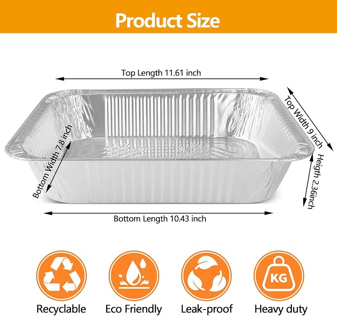 10 Pack Thickened 9x13 Aluminum Foil Pans - Image 2
