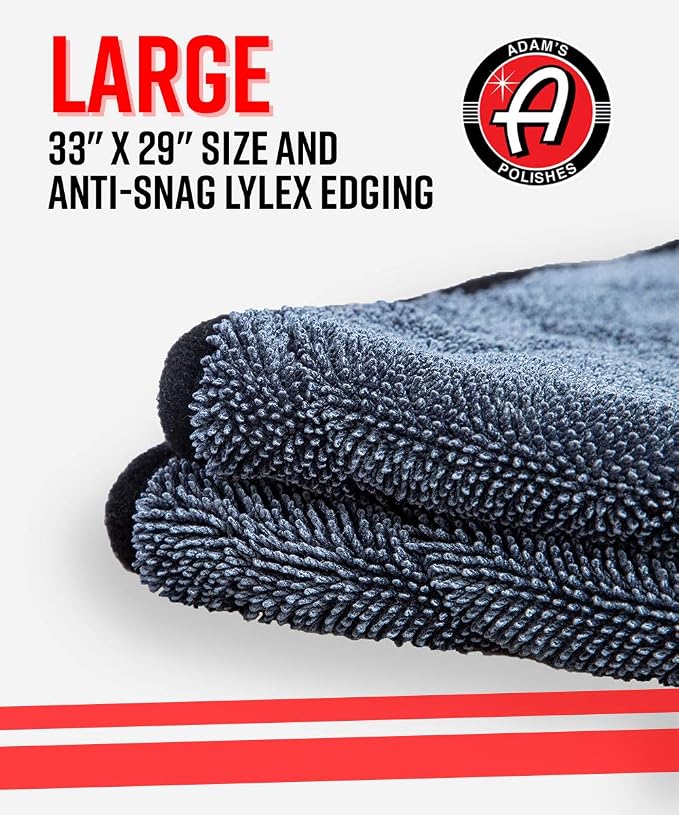 Adam's Polishes Jumbo Plush Drying Towel 33 x 29 inches 1500 GSM - Absorbent Microfiber (1 Pack), White - Image 5