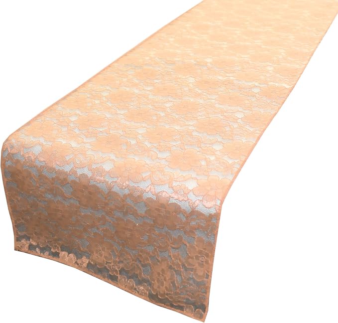 Zen Creative Designs 10 Pack Floral Lace Table Runner Sheer Lace Event Party Wedding Table Decor (12" by 90", Peach) by ZenCreativeDesigns