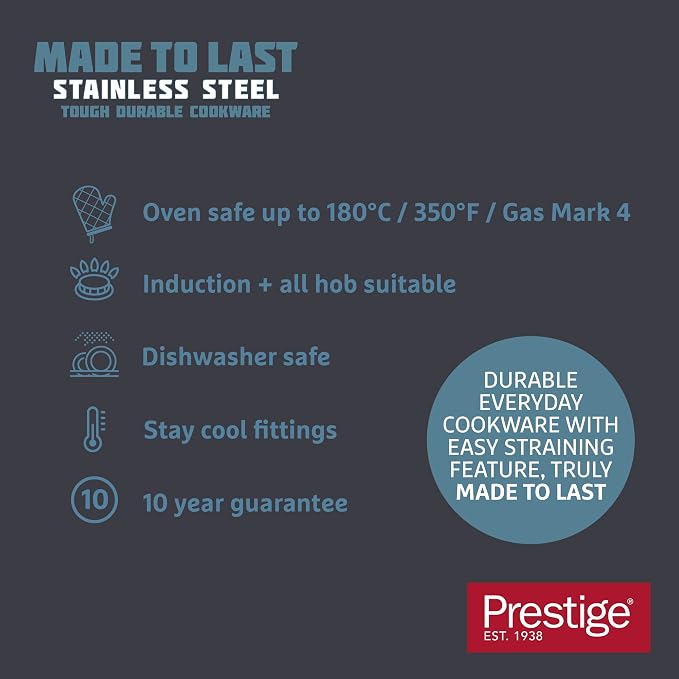 Prestige Made To Last Stainless Steel Milk Pan with Pouring Lip 14cm - Non Stick Milk Pan Induction Hob Suitable with Easy Grip Silicone Handles, Dishwasher Safe Cookware - Image 7